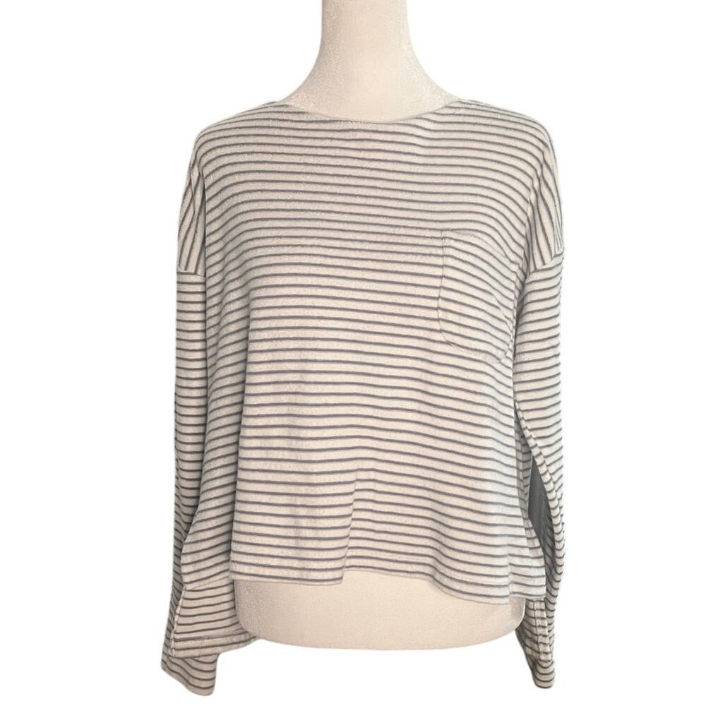 Fate | Breton Nautical Stripe Cotton Terry Sweatshirt | Blue & White | Medium